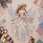 🧚‍♀️🌸 Premium DIY Kit ‘Fairy Patchwork’ | High-quality layered fabric with floral wings – DIY handmade fantasy wall decor ✨