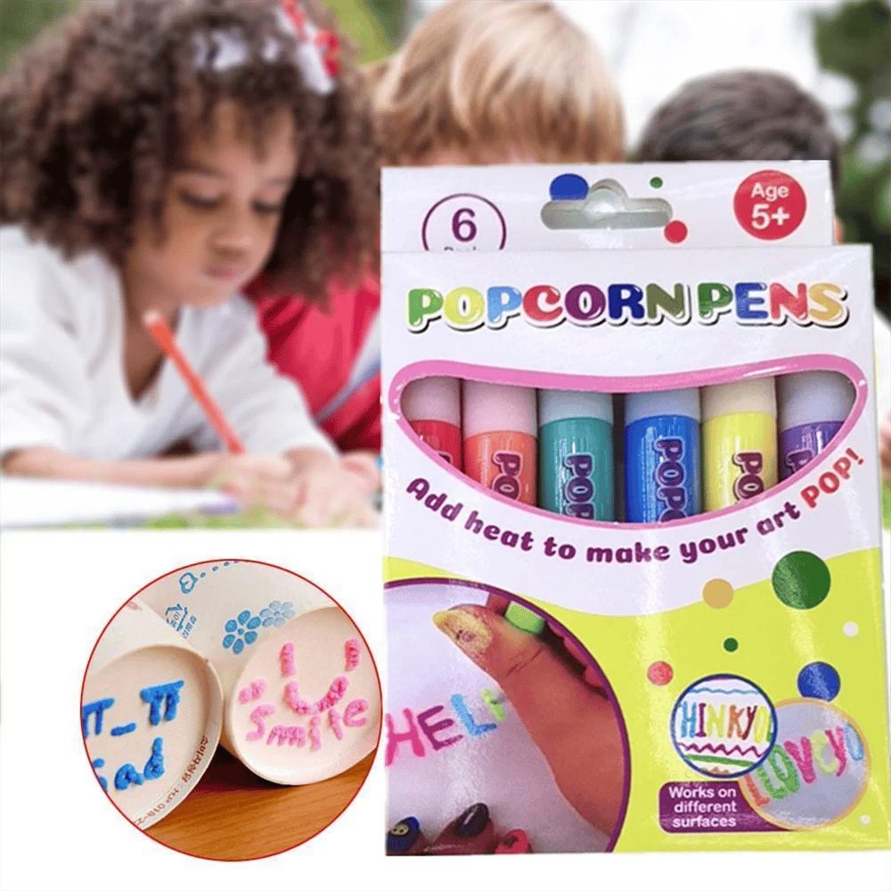 ✨ 3D Puffy Popcorn Art Pens 🎨 Heat‑Activated Raised DIY Craft Markers
