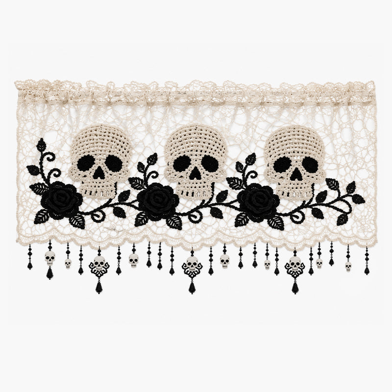💀 Spooky Elegance Skull  Valance Curtain 🌹
