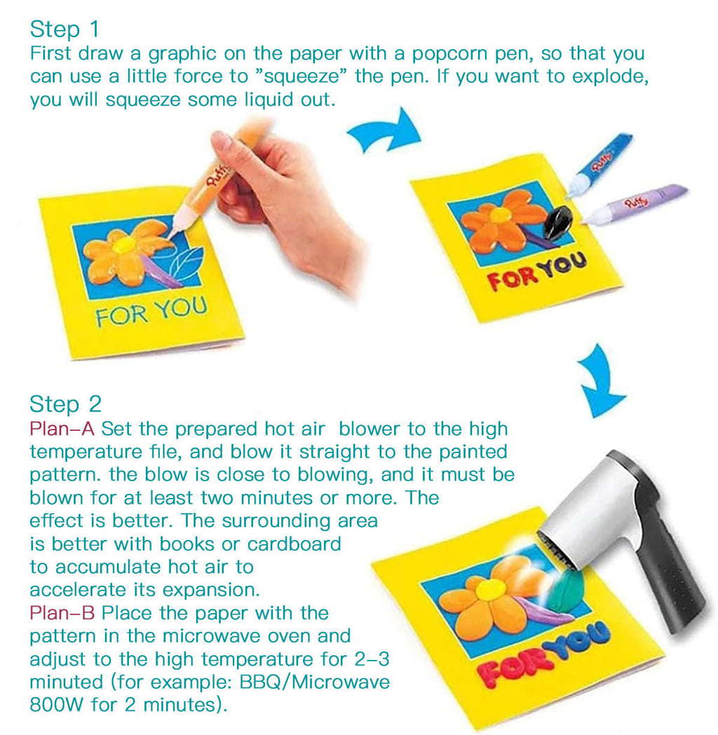 ✨ 3D Puffy Popcorn Art Pens 🎨 Heat‑Activated Raised DIY Craft Markers