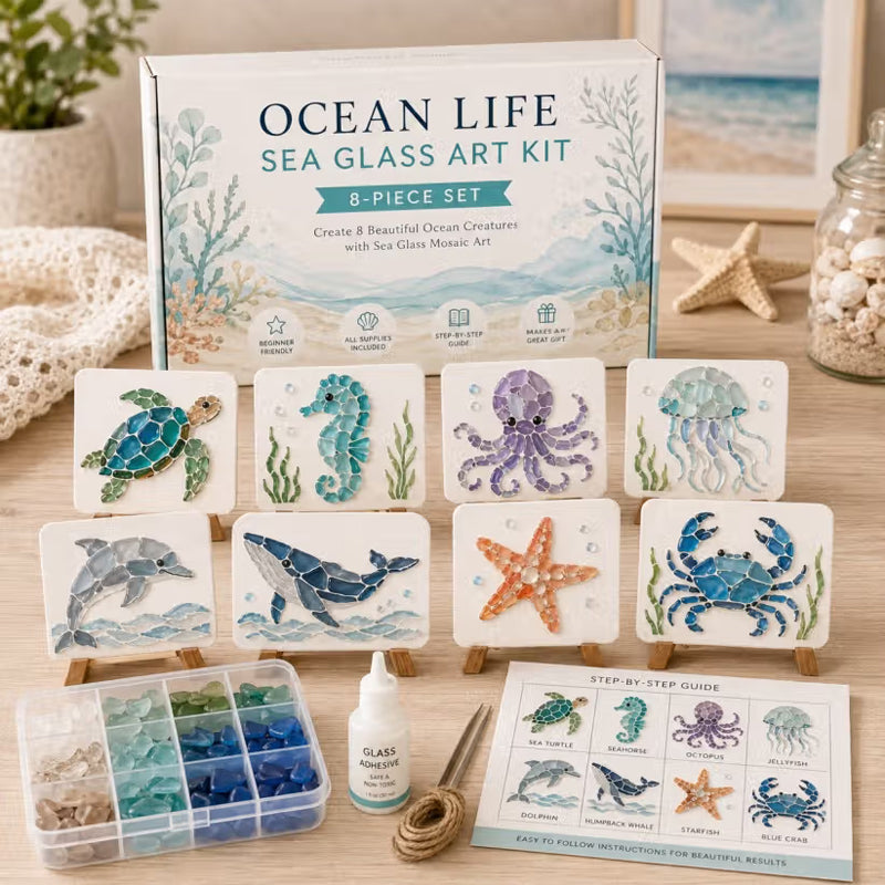 🌊Sea Glass Art Kit – Create Stunning Mosaic Masterpiece
