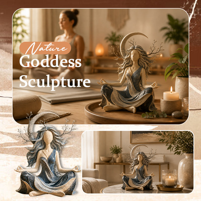 🌿 Nature Goddess Tabletop Resin Sculpture, Serene Meditation Room Decor Ornament