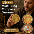 🧭 Brass Multi‑Ring Compass Ornament – Smooth Rotating Vintage Desktop Decor