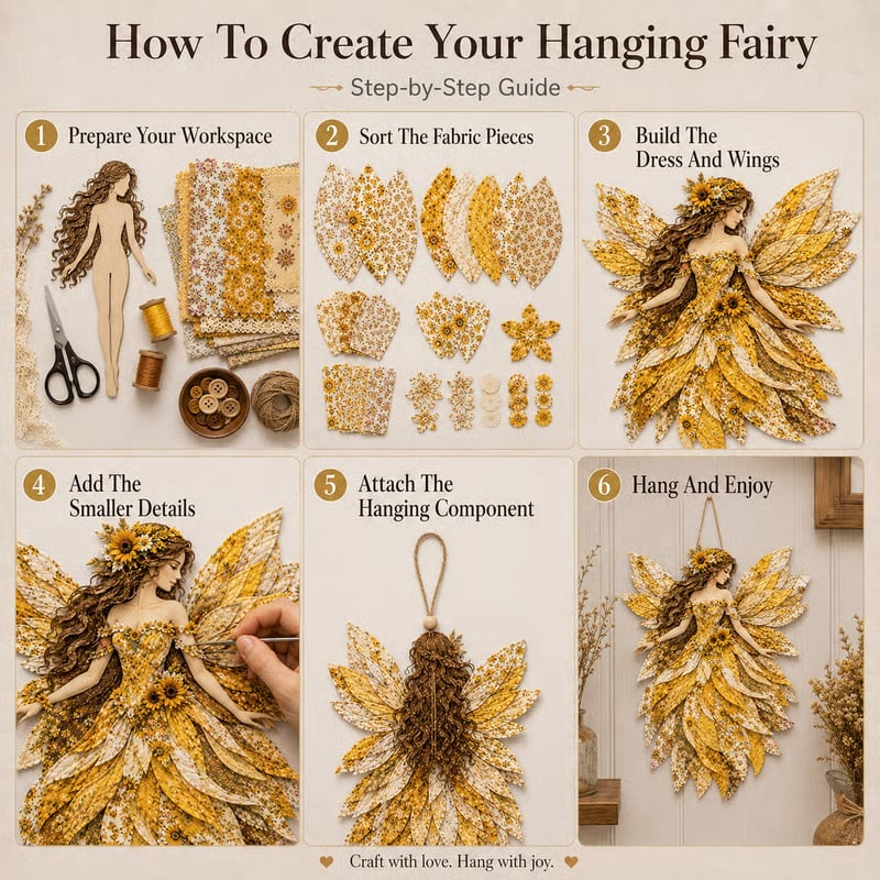 🧚‍♀️🌸 Premium DIY Kit ‘Fairy Patchwork’ | High-quality layered fabric with floral wings – DIY handmade fantasy wall decor ✨