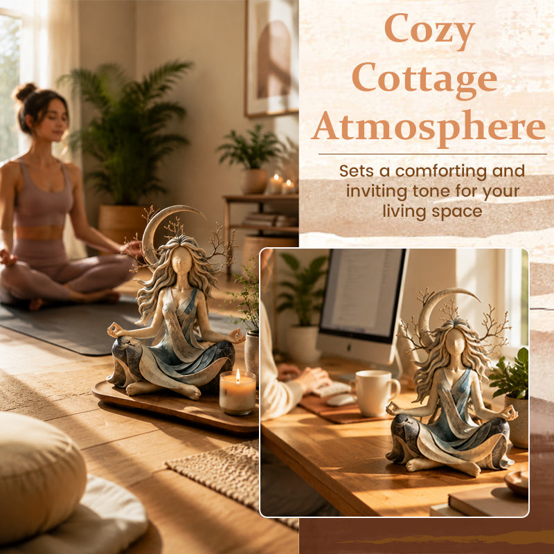 🌿 Nature Goddess Tabletop Resin Sculpture, Serene Meditation Room Decor Ornament