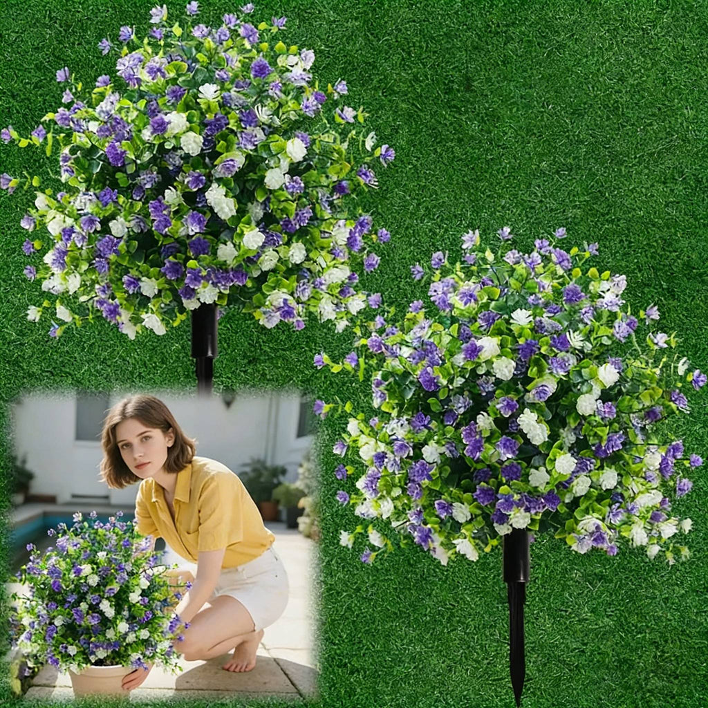 🌸Artificial potted trees with ground stakes