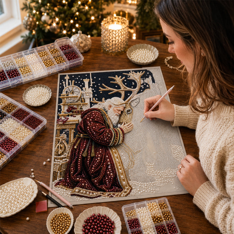 🌟 Festive Christmas Pearl Diamond Painting Craft Kit 🎨