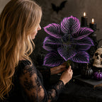 🏡🖤Artificial Purple Calathea Plant – Gothic Fall & Halloween Faux Plant
