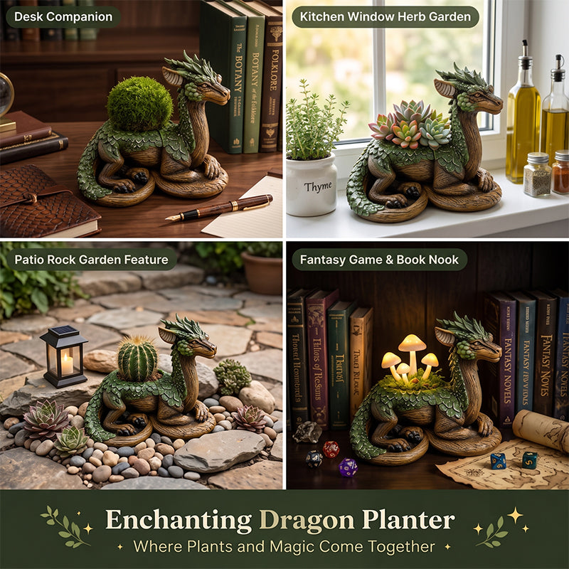 🐉 Fantasy Resin Dragon‑Shaped Succulent Planter Pot