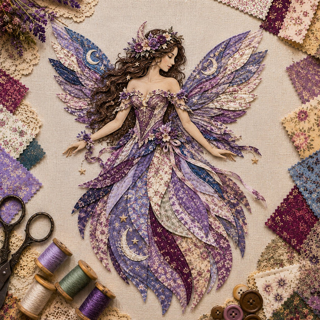 🧚‍♀️🌸 Premium DIY Kit ‘Fairy Patchwork’ | High-quality layered fabric with floral wings – DIY handmade fantasy wall decor ✨