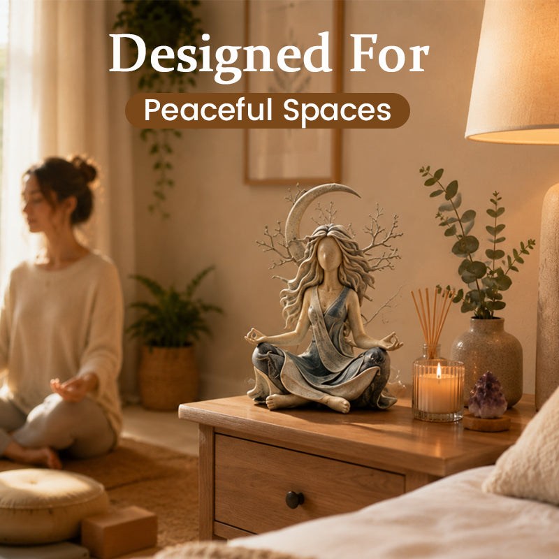 🌿 Nature Goddess Tabletop Resin Sculpture, Serene Meditation Room Decor Ornament