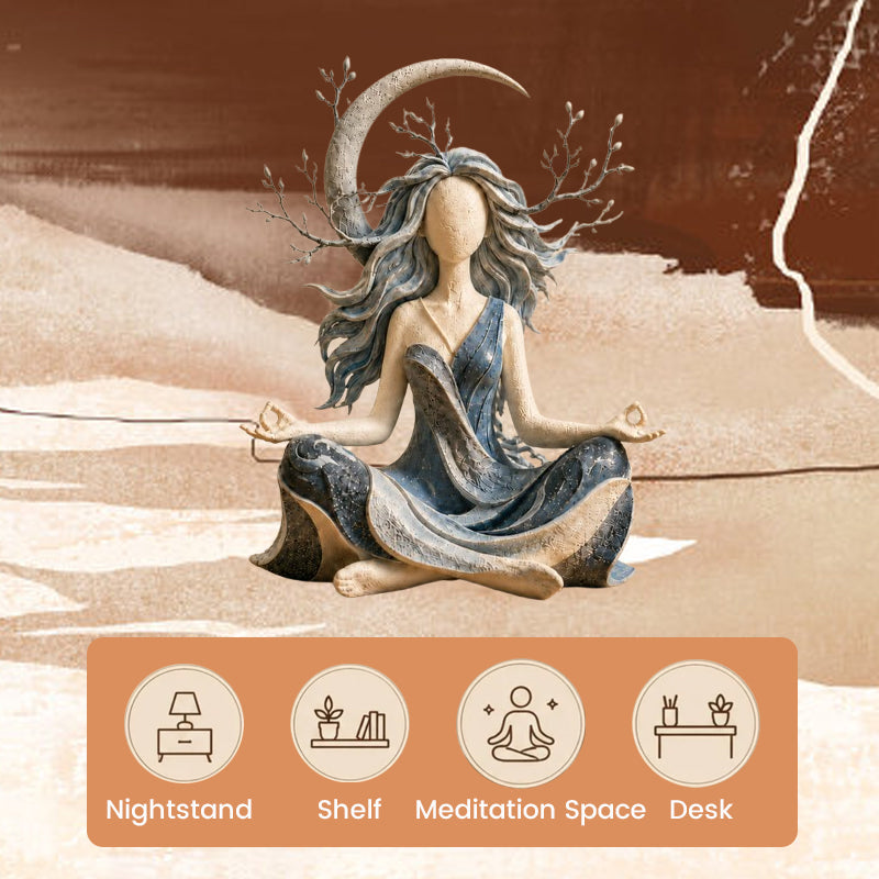 🌿 Nature Goddess Tabletop Resin Sculpture, Serene Meditation Room Decor Ornament