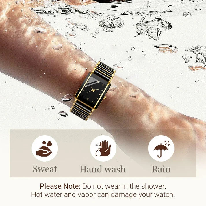 ⌚ Elegant Ceramic Band Watch — 3ATM Water Resistant, Quartz, Gift Box Included