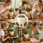 🪑 Rocking Chair Face Resin Planter | Cute Smiling Character Succulent Pot For Windowsill Desk Decor