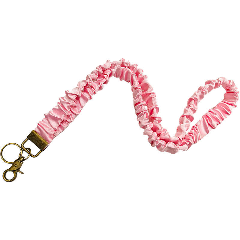 ✨Handmade Pleated Fabric Phone Lanyard with Metal Clasp - Long Neck Strap & Decorative Chain