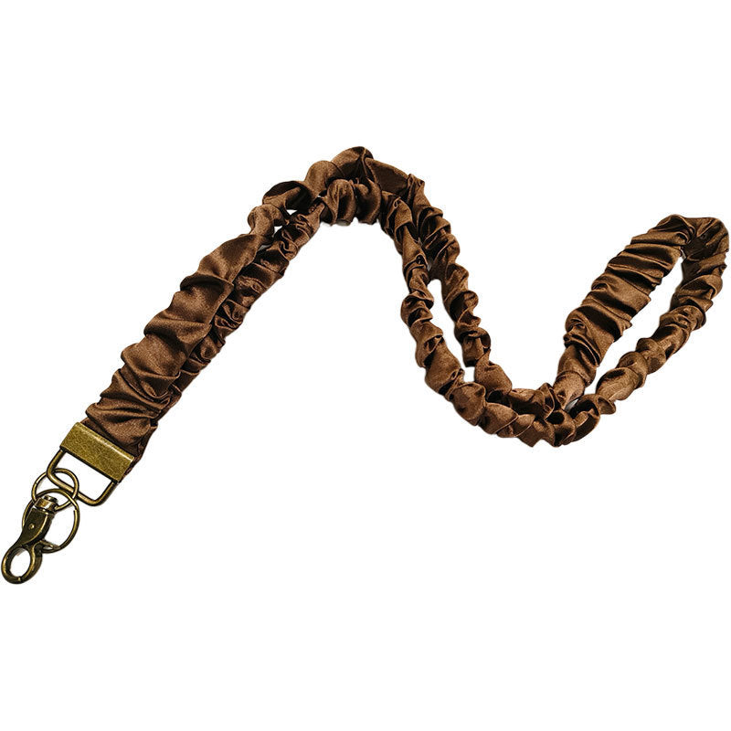 ✨Handmade Pleated Fabric Phone Lanyard with Metal Clasp - Long Neck Strap & Decorative Chain