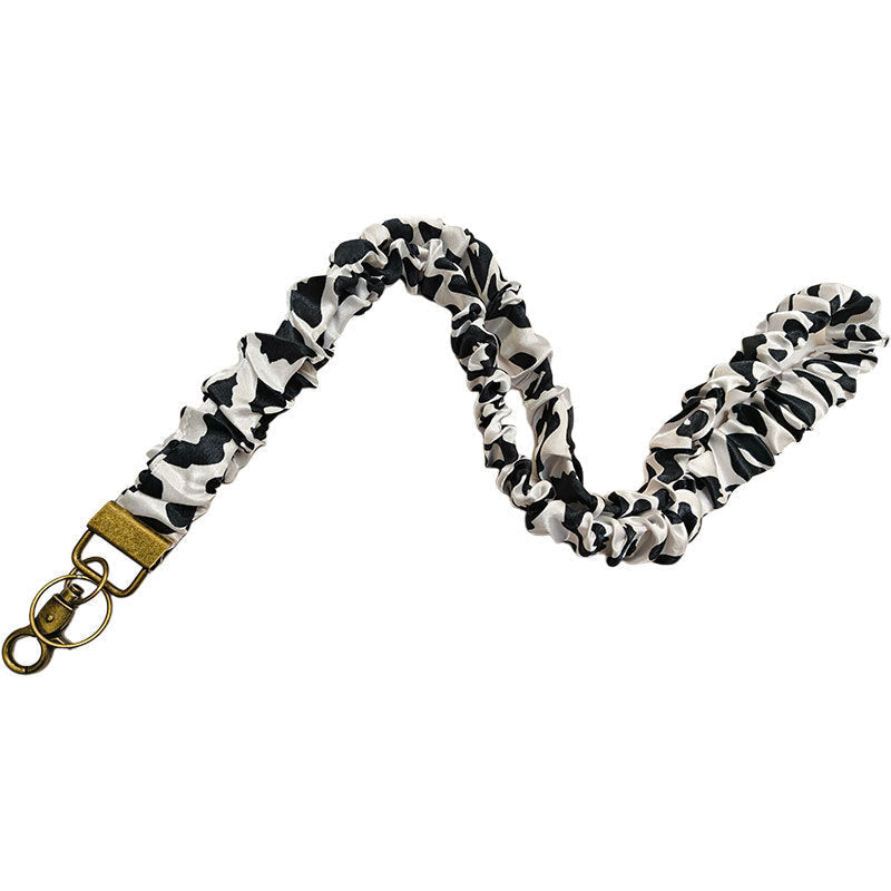 ✨Handmade Pleated Fabric Phone Lanyard with Metal Clasp - Long Neck Strap & Decorative Chain