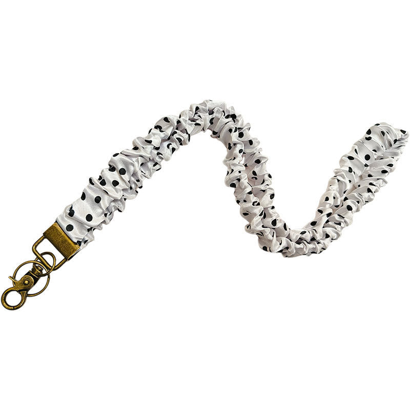 ✨Handmade Pleated Fabric Phone Lanyard with Metal Clasp - Long Neck Strap & Decorative Chain