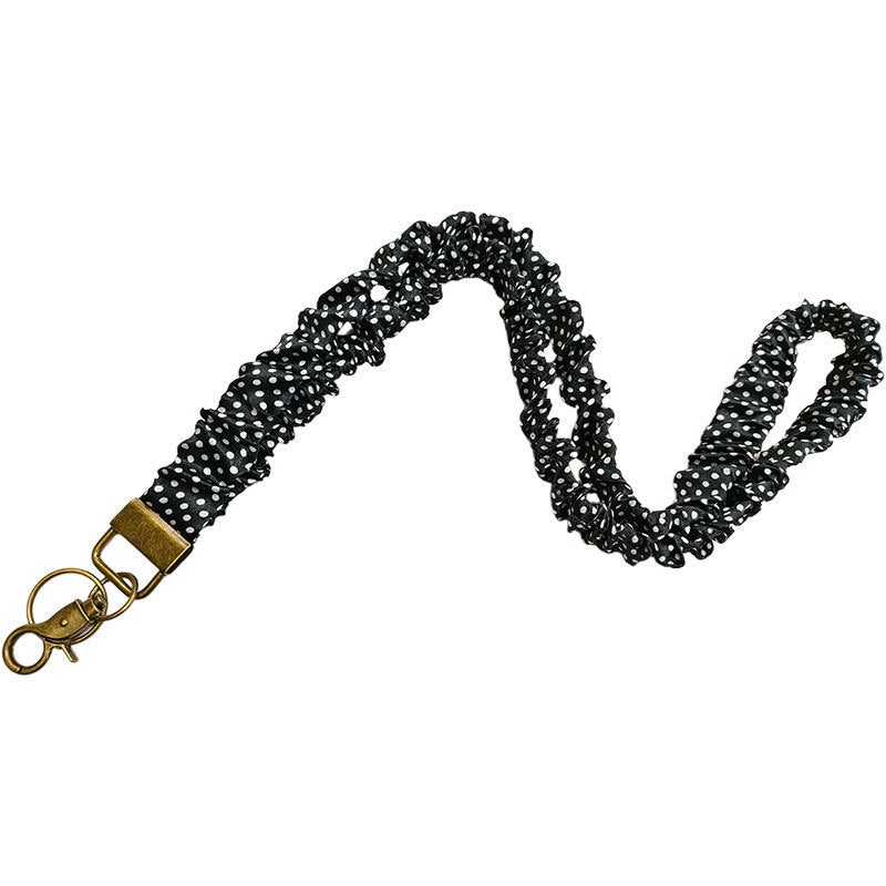 ✨Handmade Pleated Fabric Phone Lanyard with Metal Clasp - Long Neck Strap & Decorative Chain