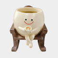 🪑 Rocking Chair Face Resin Planter | Cute Smiling Character Succulent Pot For Windowsill Desk Decor