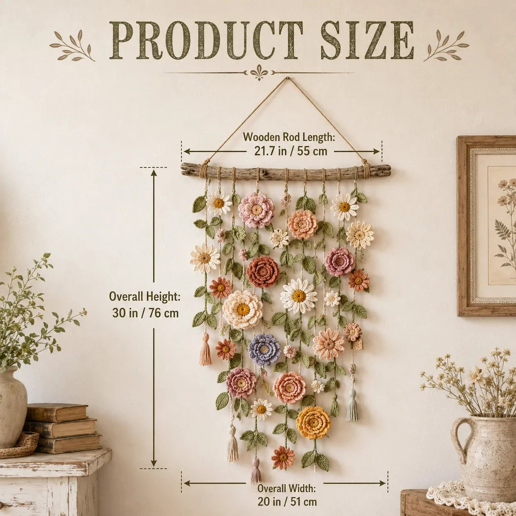 🌼 Boho Crochet Flower Wall Hanging Decor