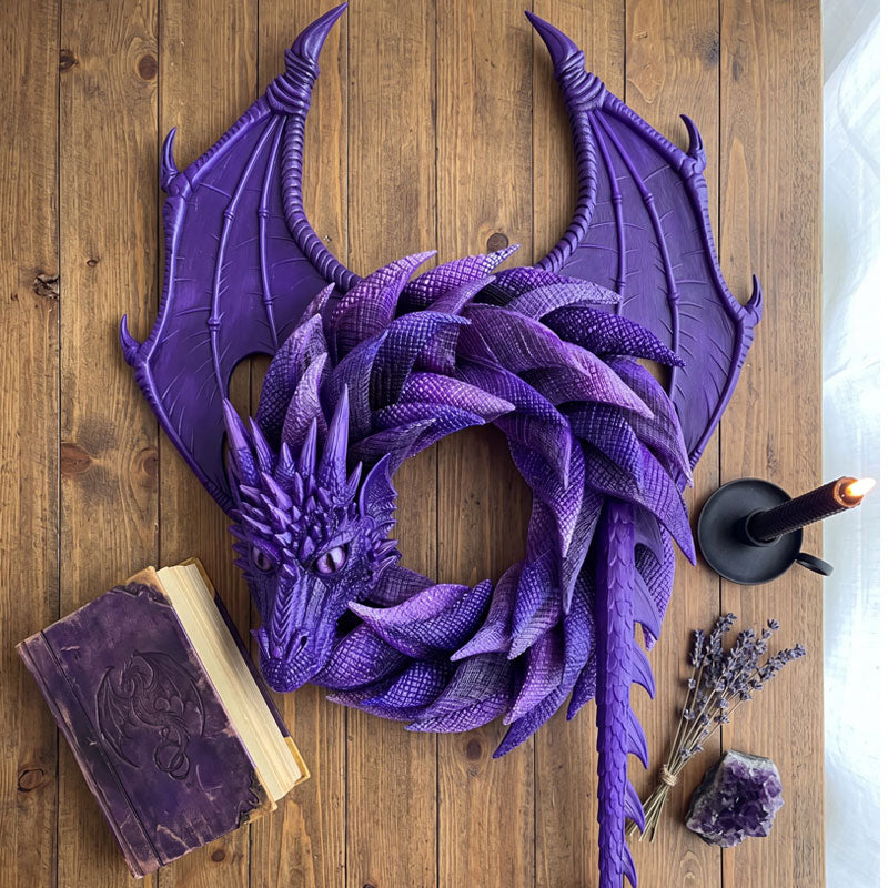 Handgefertigter Drachenkranz – Fantasy Wand- und Türdekoration für Drachenfans