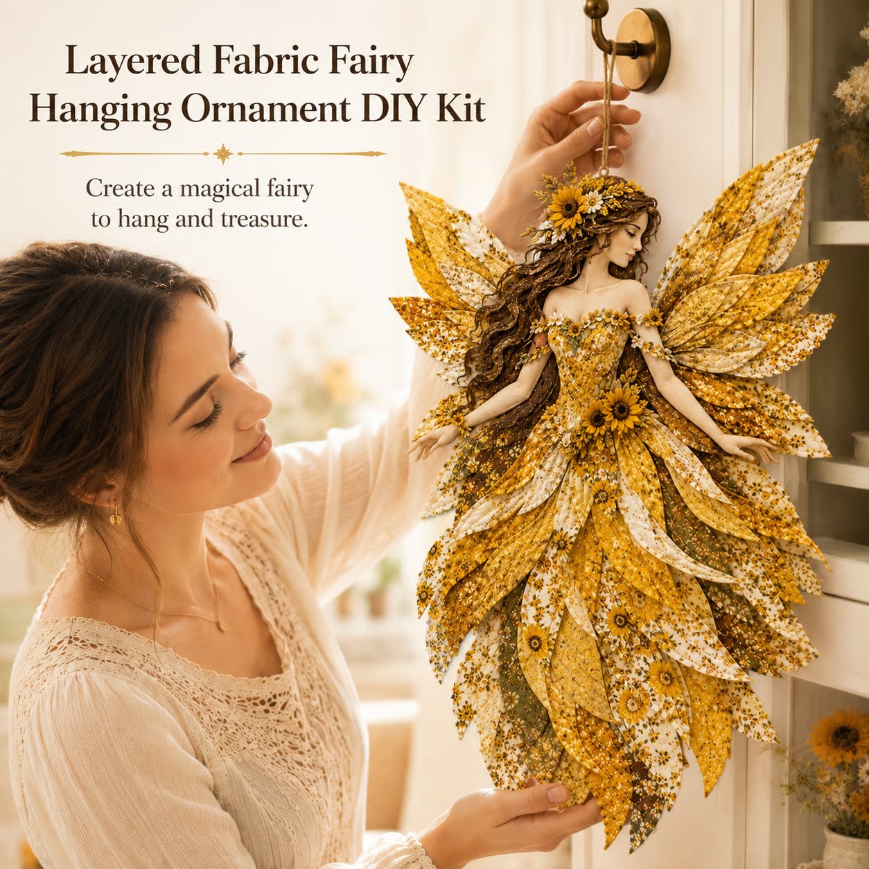 🧚‍♀️🌸 Premium DIY Kit ‘Fairy Patchwork’ | High-quality layered fabric with floral wings – DIY handmade fantasy wall decor ✨