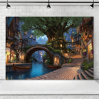 Hintergrundbanner „Magischer Wald“ mit Blumen und Schmetterlingen