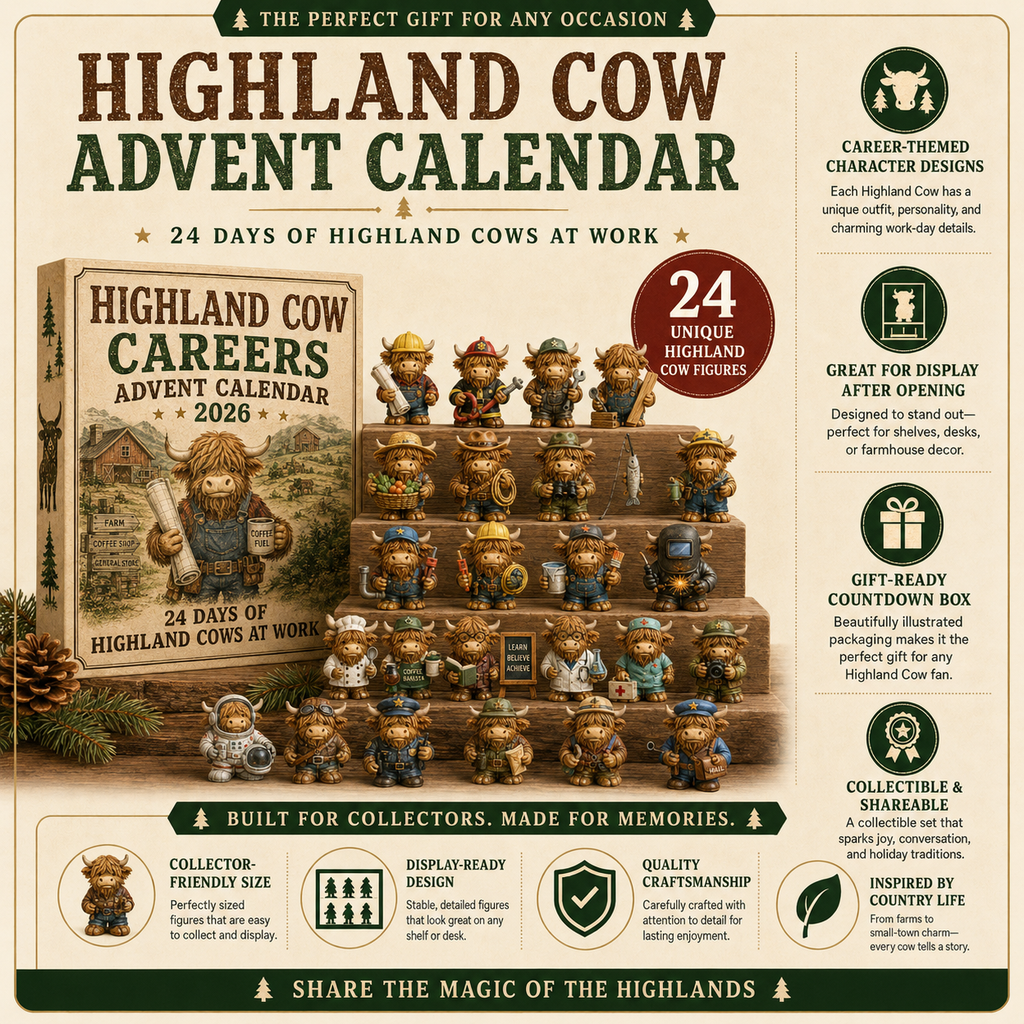 🐮 Highland Cow Careers Advent Calendar 2026 – 24 Days of Country Charm 🎁🤎