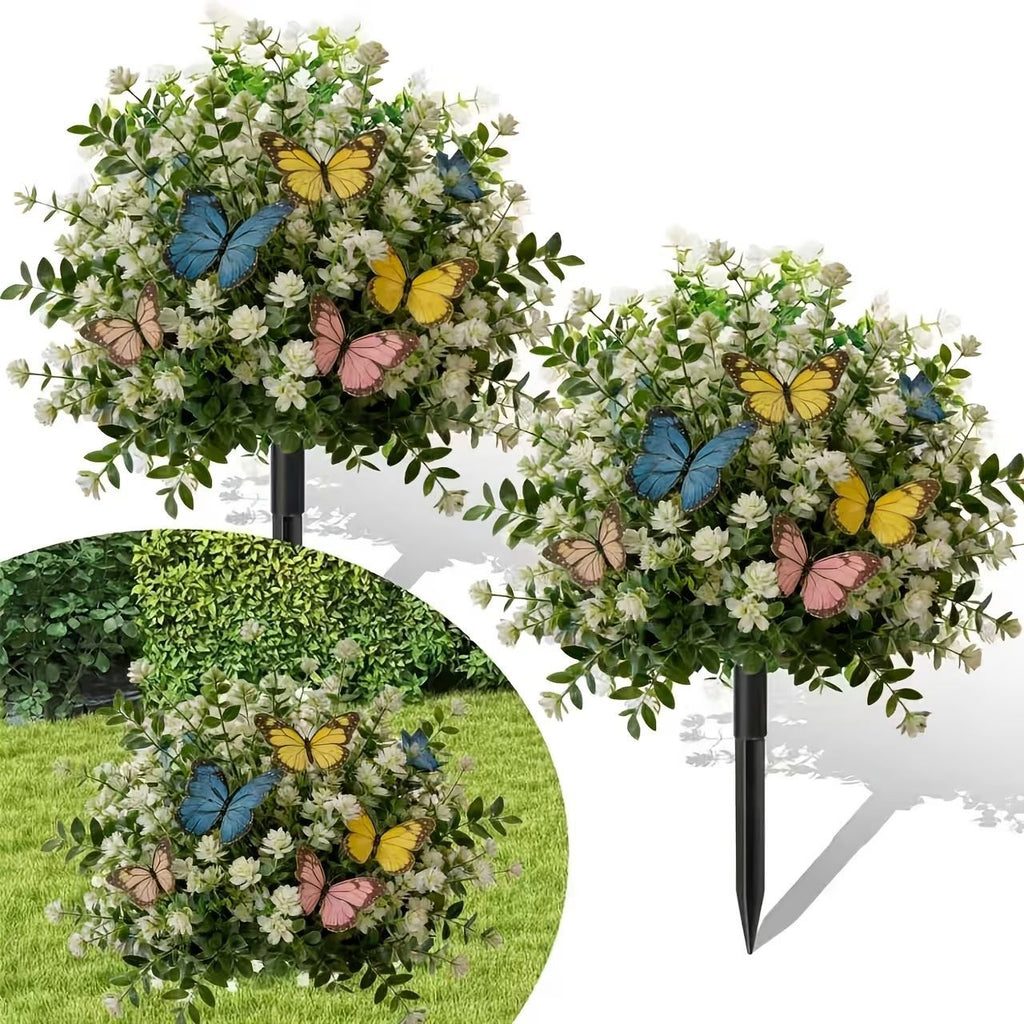 🌸Artificial potted trees with ground stakes