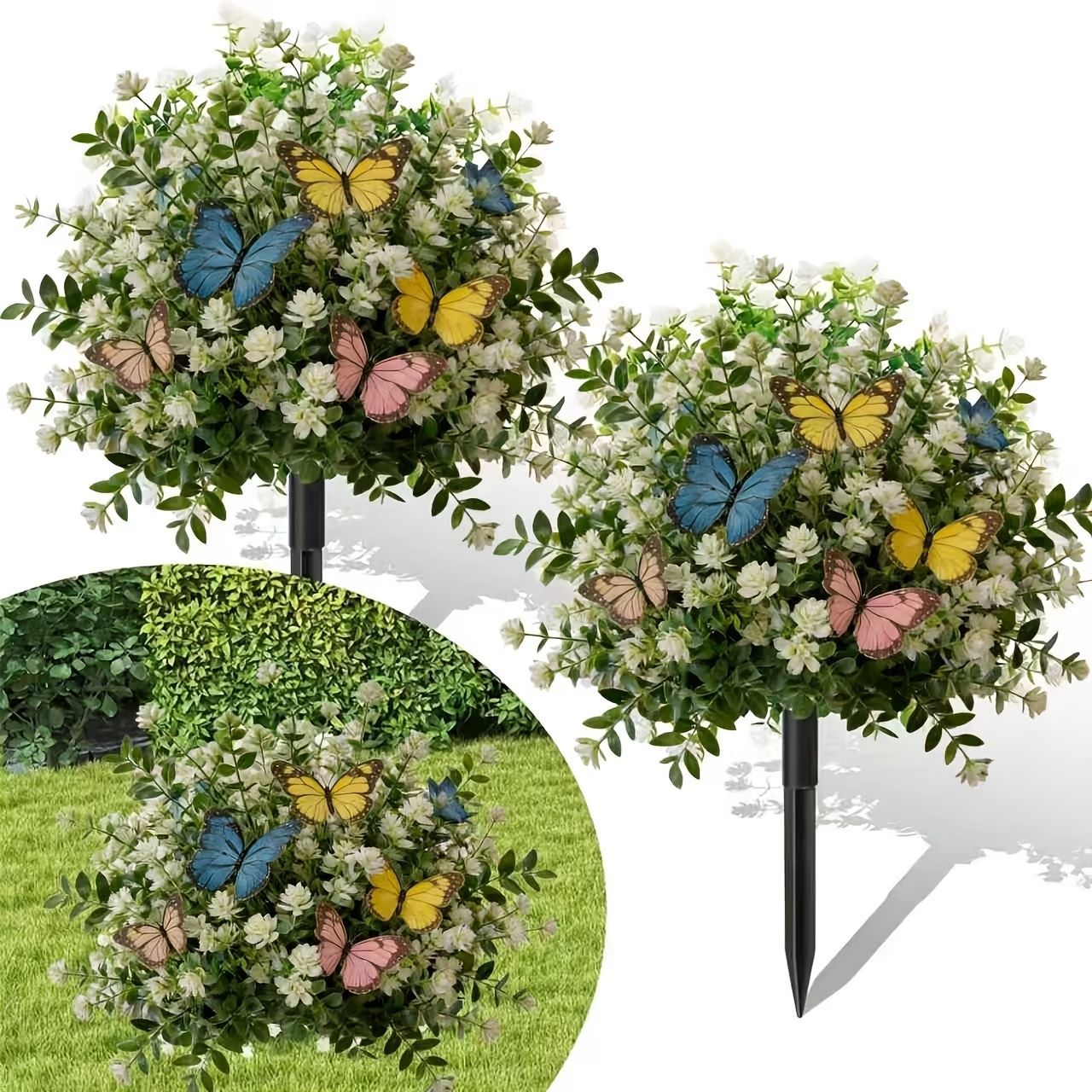 🌸Artificial potted trees with ground stakes