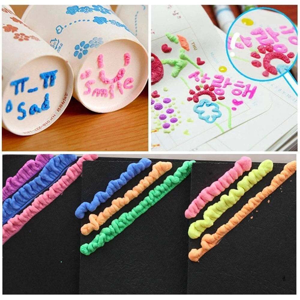 ✨ 3D Puffy Popcorn Art Pens 🎨 Heat‑Activated Raised DIY Craft Markers