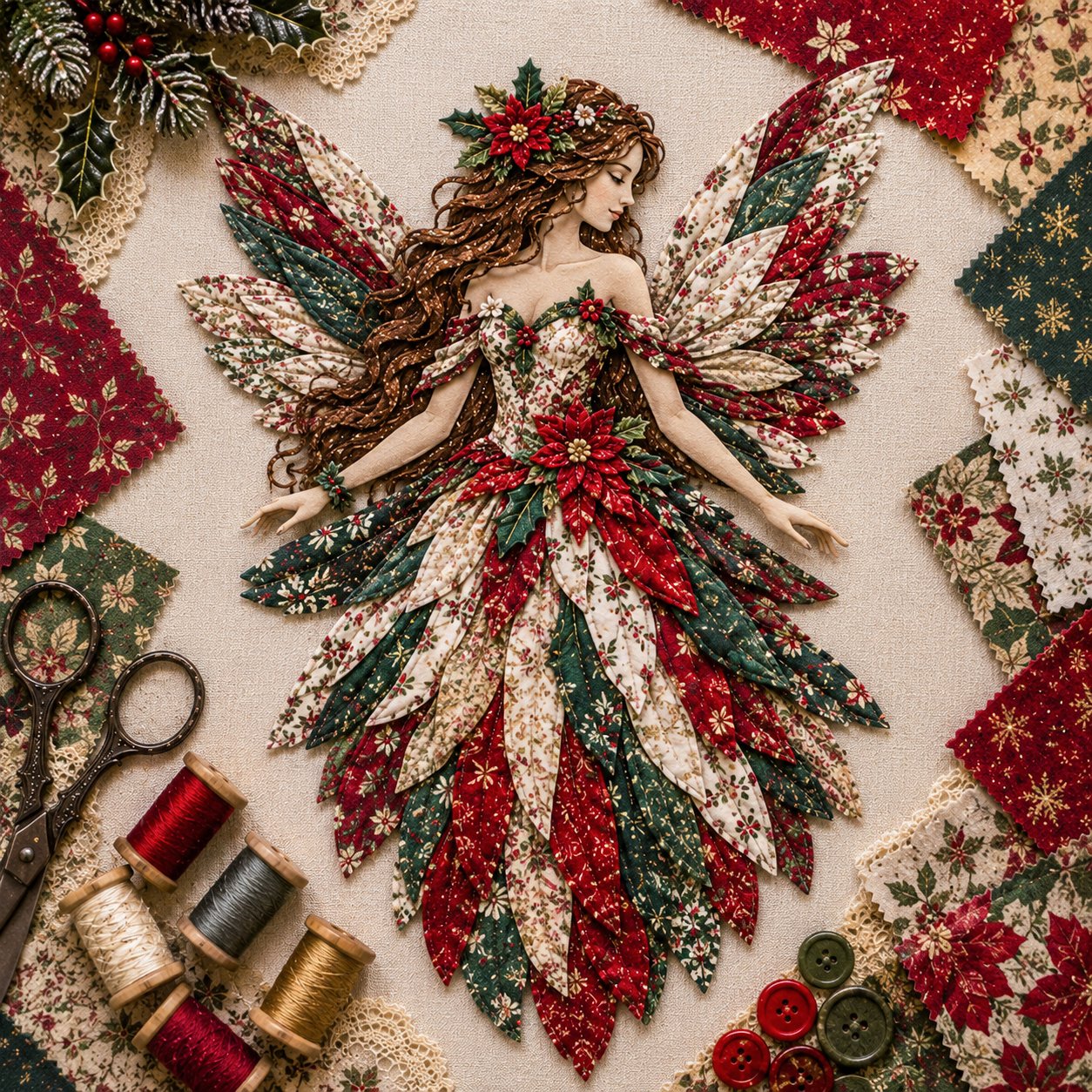🧚‍♀️🌸 Premium DIY Kit ‘Fairy Patchwork’ | High-quality layered fabric with floral wings – DIY handmade fantasy wall decor ✨