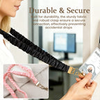 ✨Handmade Pleated Fabric Phone Lanyard with Metal Clasp - Long Neck Strap & Decorative Chain