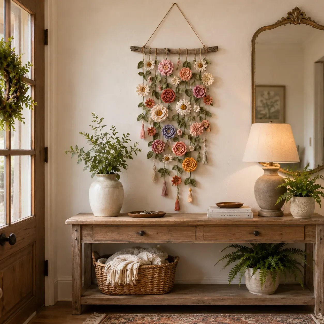 🌼 Boho Crochet Flower Wall Hanging Decor