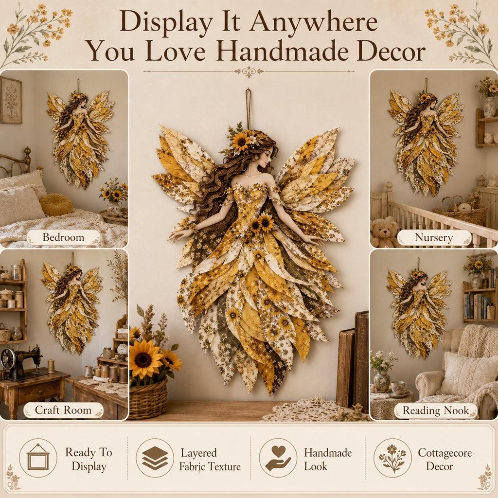 🧚‍♀️🌸 Premium DIY Kit ‘Fairy Patchwork’ | High-quality layered fabric with floral wings – DIY handmade fantasy wall decor ✨