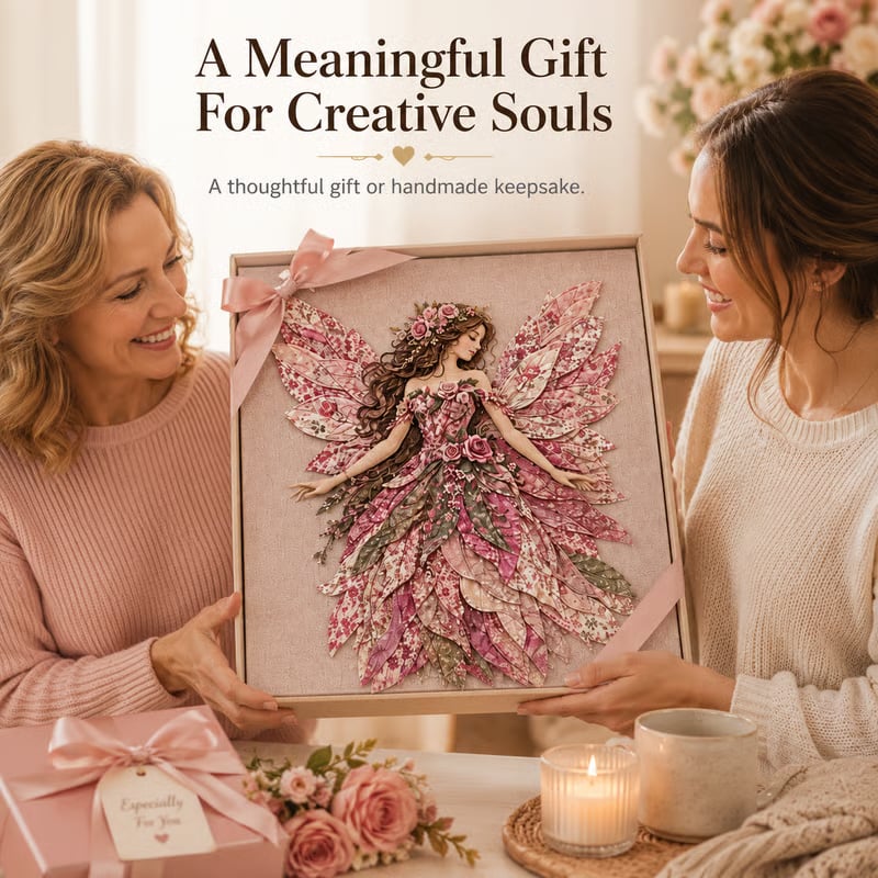 🧚‍♀️🌸 Premium DIY Kit ‘Fairy Patchwork’ | High-quality layered fabric with floral wings – DIY handmade fantasy wall decor ✨
