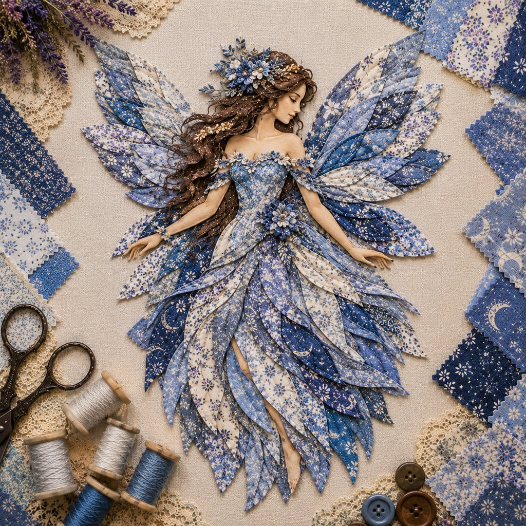 🧚‍♀️🌸 Premium DIY Kit ‘Fairy Patchwork’ | High-quality layered fabric with floral wings – DIY handmade fantasy wall decor ✨
