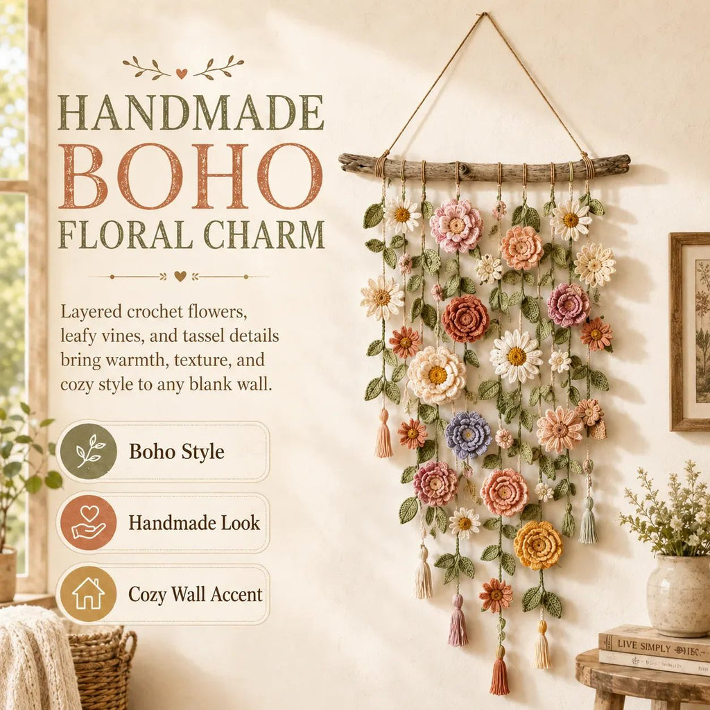🌼 Boho Crochet Flower Wall Hanging Decor