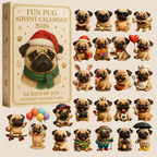 🐶24-Day Pug Advent Calendar 2026 – 24 Cute Pug Figurines Christmas Countdown
